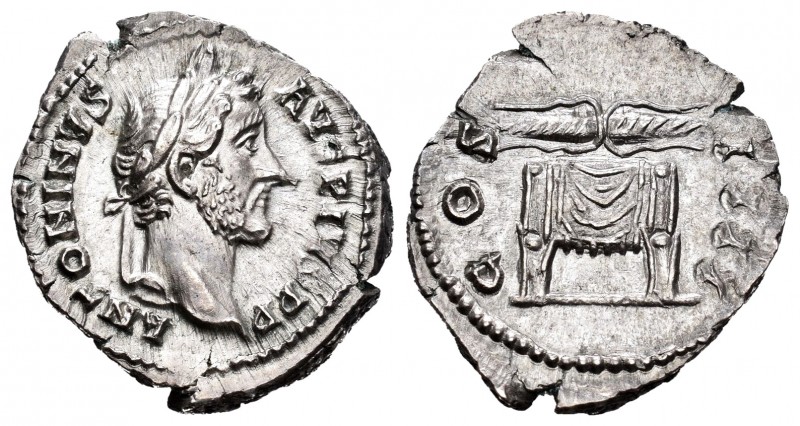 Antonino Pío. Denario. 145-161 d.C. Roma. (Ric-137). Rev.: COS III. Rayo alado s...