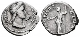 Sabina. Denario. 134-136 d.C. Roma. (Ric-395a). Rev.: IVNONI REGINAE. Ag. 3,15 g. MBC-. Est...60,00. // ENGLISH: Sabina. Denario. 134-136 d.C. Rome. (...