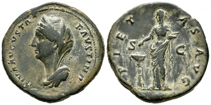 Faustina Madre. Sestercio. 140-141 d.C. Roma. (Spink-4631 variante). (Ric-1146A)...
