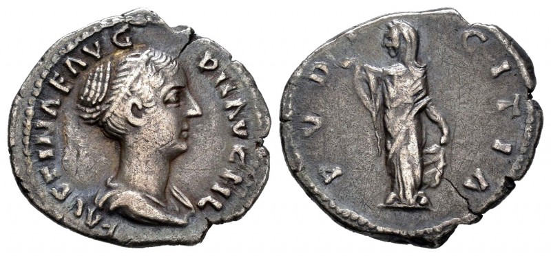 Faustina Hija. Denario. 147-150 d.C. Roma. (Ric-507a). (Cohen-176). Rev.: PVDICI...