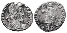 Eugenio. Silicua. 392-394 d.C. Treveri. (Ric-16d). Ag. 1,61 g. BC+. Est...150,00. // ENGLISH: Eugenius. Silicua. 392-394 d.C. Treveri. (Ric-16d). Ag. ...