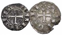 Corona de Aragón. Alfonso VI (1073-1109). Lote de 2 dineros. Unoa con orla y cruz grande y el otro con orla y cruz pequeña. MBC-/MBC. Est...50,00. // ...
