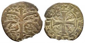 Reino de Castilla y León. Alfonso IX (1188-1230). Dinero. (Bautista-242.1). Ve. 0,66 g. Marca de ceca estrellas. Ramas más altas, casi horizontales. E...