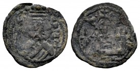Reino de Castilla y León. Alfonso VIII (1158-1214). Óbolo. (Bautista-323). Ve. 0,54 g. Con estrellas a ambos lados de la cruz. Escasa. BC. Est...80,00...