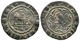 Reino de Castilla y León. Enrique III (1390-1406). Blanca. Toledo. (Bautista-770.1 variante). Ve. 1,81 g. Con T invertida bajo el castillo. MBC. Est.....