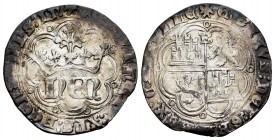 Reino de Castilla y León. Enrique IV (1454-1474). 1 real. Burgos. (Bautista-900). Ag. 2,88 g. B en el extremo superior del eje vertical. MBC+. Est...2...