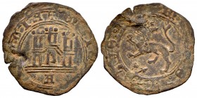 Reino de Castilla y León. Enrique IV (1454-1474). Maravedí. Ávila. (Bautista-955). Ve. 1,77 g. Con A gótica bajo el castillo. Grieta. MBC. Est...50,00...