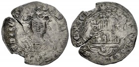 Reino de Castilla y León. Alfonso de Ávila (1465-1468). Cuartillo. Ávila. (Bautista-1107). Ve. 2,85 g. Con A gótica bajo el castillo. Cospel faltado y...
