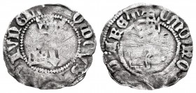 Fernando e Isabel (1474-1504). 1/4 real. Segovia. (Cal 2019-167). Ag. 0,63 g. Anterior a la pragmática. Acueducto en anverso y reverso. Vano. Muy rara...
