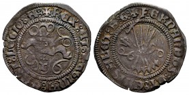 Fernando e Isabel (1474-1504). 1/2 real. Toledo. (Cal 2008-490). (Cal 2019-285). Ag. 1,65 g. Con T surmontada por cruz de puntos. MBC-. Est...50,00. /...