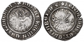 Fernando e Isabel (1474-1504). 1/2 real. Toledo. (Cal 2008-490). Ag. 1,71 g. Con T surmontada de cruz de puntos. Leves vanos. MBC+. Est...60,00. // EN...