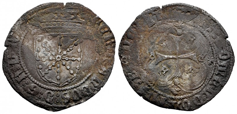 Fernando II (1479-1516). 1 real. Pamplona. (Cal 2019-68). Ag. 3,00 g. F en 1º y ...