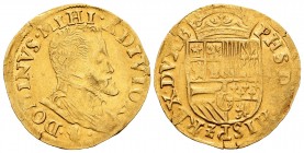 Felipe II (1556-1598). 1/2 real de oro. Amberes. (Vti-1383). (Delm-113). (Vanhoudt-263.AN). Au. 3,45 g. Escasa. MBC. Est...500,00. // ENGLISH: Philip ...