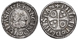Felipe III (1598-1621). 1/2 croat. 1612. Barcelona. (Cal 2019-375). Ag. 1,57 g. MBC. Est...40,00. // ENGLISH: Philip III (1598-1621). 1/2 croat. 1612....
