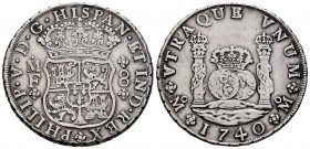 Felipe V (1700-1746). 8 reales. 1740. México. MF. (Cal 2008-790). (Cal 2019-1456). Ag. 26,69 g. MBC. Est...220,00. // ENGLISH: Philip V (1700-1746). 8...