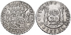 Fernando VI (1746-1759). 8 reales. 1751. México. MF. (Cal 2019-475). Ag. 26,72 g. Ligeramente limpiada. MBC. Est...175,00. // ENGLISH: Ferdinand VI (1...