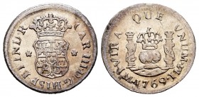Carlos III (1759-1788). 1/2 real. 1769. Lima. JM. (Cal 2019-123). Ag. 1,68 g. MBC. Est...40,00. // ENGLISH: Charles III (1759-1788). 1/2 real. 1769. L...