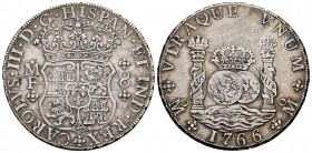 Carlos III (1759-1788). 8 reales. 1766. México. MF. (Cal 2019-1090). Ag. 26,72 g. MBC+. Est...230,00. // ENGLISH: Charles III (1759-1788). 8 reales. 1...