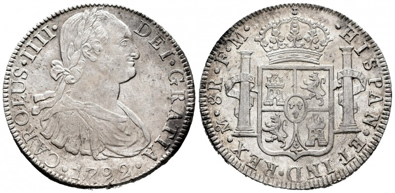 Carlos IV (1788-1808). 8 reales. 1792. México. FM. (Cal 2008-685). Ag. 26,85 g. ...