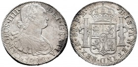Carlos IV (1788-1808). 8 reales. 1792. México. FM. (Cal 2008-685). Ag. 26,85 g. Gran parte de brillo original. Escasa. EBC+/SC-. Est...300,00. // ENGL...