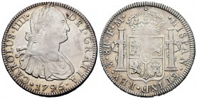 Carlos IV (1788-1808). 8 reales. 1795. México. FM. (Cal 2019-958). Ag. 26,93 g. Busto propio. Vano de acuñación. EBC-. Est...90,00. // ENGLISH: Charle...