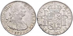 Carlos IV (1788-1808). 8 reales. 1799. México. FM. (Cal 2019-963). Ag. 26,84 g. MBC/MBC+. Est...60,00. // ENGLISH: Charles IV (1788-1808). 8 reales. 1...