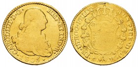 Carlos IV (1788-1808). 2 escudos. 1806. Madrid. FA. (Cal 2008-349). (Cal 2019-1314). Au. 6,61 g. Fue utilizada como joya . BC. Est...220,00. // ENGLIS...