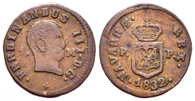 Fernando VII (1808-1833). 1 maravedí. 1832. Pamplona. (Cal 2019-41). Ae. 2,19 g....