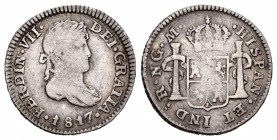 Fernando VII (1808-1833). 1/2 real. 1817. Guatemala. M. (Km-338). Ag. 1,83 g. BC+. Est...25,00. // ENGLISH: Ferdinand VII (1808-1833). 1/2 real. 1817....