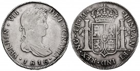 Fernando VII (1808-1833). 4 reales. 1816. Guatemala. M. (Cal 2019-1051). Ag. 13,31 g. Muy escasa. BC+/MBC-. Est...150,00. // ENGLISH: Ferdinand VII (1...
