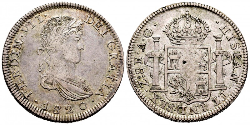 Fernando VII (1808-1833). 8 reales. 1820. Zacatecas. AG. (Cal 2008-695). Ag. 26,...