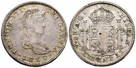 Fernando VII (1808-1833). 8 reales. 1820. Zacatecas. AG. (Cal 2008-695). Ag. 26,79 g. Bonita pátina. Encapsulada por NGC como XF Details. EBC-/MBC+. E...