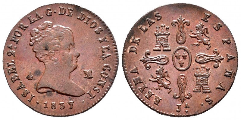 Isabel II (1833-1868). 4 maravedís. 1837. Jubia. (Cal 2019-67). Ae. 4,96 g. EBC-...