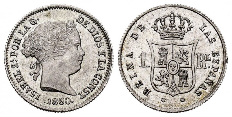 Isabel II (1833-1868). 1 real. 1860. Barcelona. (Cal 2008-404). (Cal 2019-285). ...