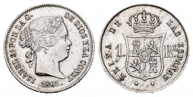 Isabel II (1833-1868). 1 real. 1861/0. Barcelona. (Cal 2008-405 variante). (Cal 2019-286). Ag. 1,31 g. EBC. Est...75,00. // ENGLISH: Elizabeth II (183...