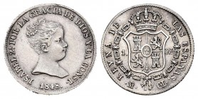Isabel II (1833-1868). 1 real. 1848. Madrid. CL. (Cal 2008-416). (Cal 2019-300). Ag. 1,33 g. EBC-. Est...60,00. // ENGLISH: Elizabeth II (1833-1868). ...
