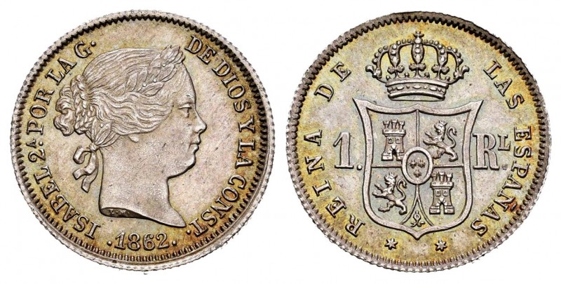 Isabel II (1833-1868). 1 real. 1862. Madrid. (Cal 2008-424). (Cal 2019-311). Ag....