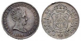 Isabel II (1833-1868). 1 real. 1852. Sevilla. RD. (Cal 2019-320). Ag. 1,30 g. Rebaba en el canto. Tono. EBC-/EBC. Est...50,00. // ENGLISH: Elizabeth I...