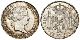 Isabel II (1833-1868). 1 escudo. 1867. Madrid. (Cal 2008-253). (Cal 2019-565). Ag. 13,04 g. Atractiva. EBC+. Est...180,00. // ENGLISH: Elizabeth II (1...
