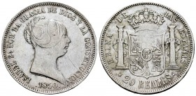 Isabel II (1833-1868). 20 reales. 1850. Madrid. (Cal 2008-171). Ag. 25,89 g. Leves rayitas. MBC. Est...100,00. // ENGLISH: Elizabeth II (1833-1868). 2...