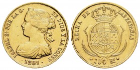 Isabel II (1833-1868). 100 reales. 1861. Barcelona. (Cal 2019-774). Au. 8,40 g. Rara. EBC-. Est...600,00. // ENGLISH: Elizabeth II (1833-1868). 100 re...