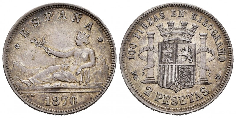 Gobierno Provisional (1868-1871). 2 pesetas. 1870*18-73. Madrid. DEM. (Cal 2008-...