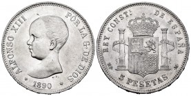 Alfonso XIII (1886-1931). 5 pesetas. 1890*1890. Madrid. MPM. (Cal 2019-95). Ag. 24,88 g. Restos de brillo original. EBC/EBC+. Est...250,00. // ENGLISH...