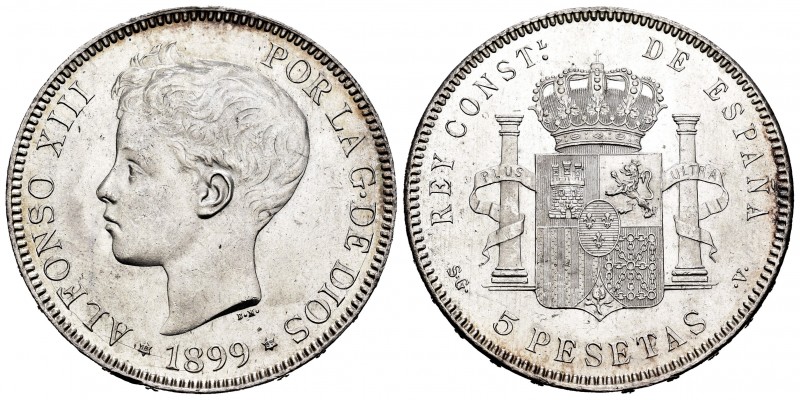 Alfonso XIII (1886-1931). 5 pesetas. 1899*18-99. Madrid. SGV. (Cal 2019-110). Ag...