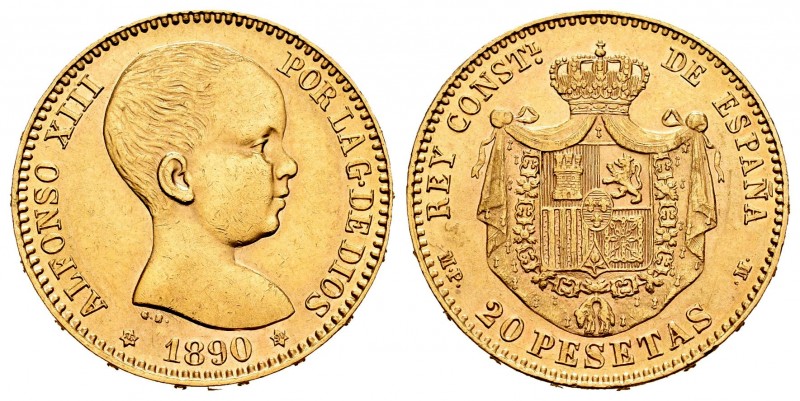 Alfonso XIII (1886-1931). 20 pesetas. 1890 *18-90. Madrid. MPM. (Cal 2008-86). (...