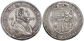 Austria. Maximilian. 1 thaler. 1617. Tirol. (Km-218.1). (Dav-3323). Ag. 28,45 g. MBC+. Est...300,00. // ENGLISH: Austria. Maximilian. 1 thaler. 1617. ...