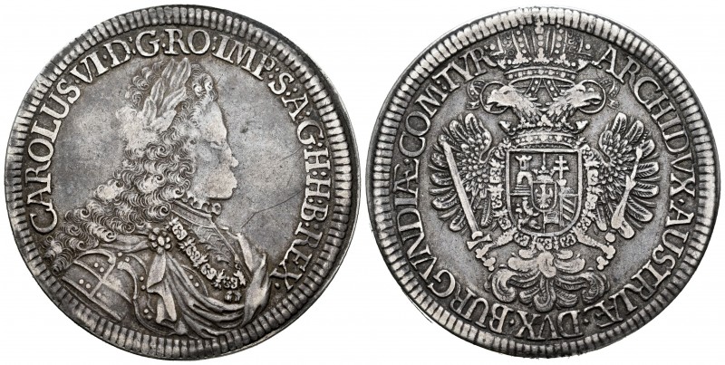 Austria. Carlos VI. Doble taler. (1711). Hall. (Km-1523). (Dav-1049). Anv.: Bust...