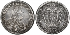 Austria. Carlos VI. Doble taler. (1711). Hall. (Km-1523). (Dav-1049). Anv.: Busto acorazado de Carlos VI. Rev.: Escudo coronado del águila bicéfala. A...