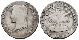 Bolivia. 2 soles. 1856. Potosí. FJ. (Km-no cita). Ag. 6,57 g. World Coins no cita este año con este ensayador. Rara. BC-. Est...60,00. // ENGLISH: Bol...