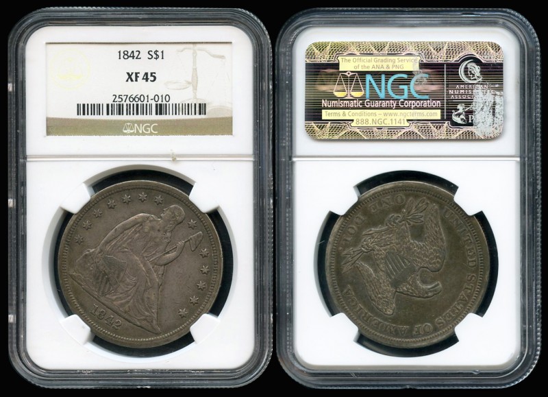 Estados Unidos. 1 dolar. 1842. Philadelphia. (Km-71). Ag. Encapsulado por PCGS c...